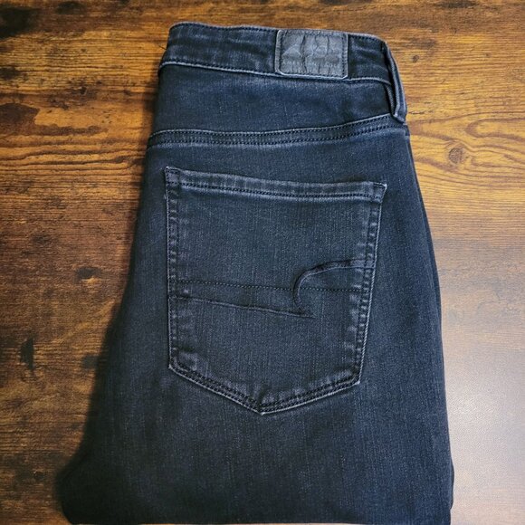 American Eagle 8 R Jegging Super Hi Rise 360 Next Level Stretch Black Wash - Picture 3 of 12